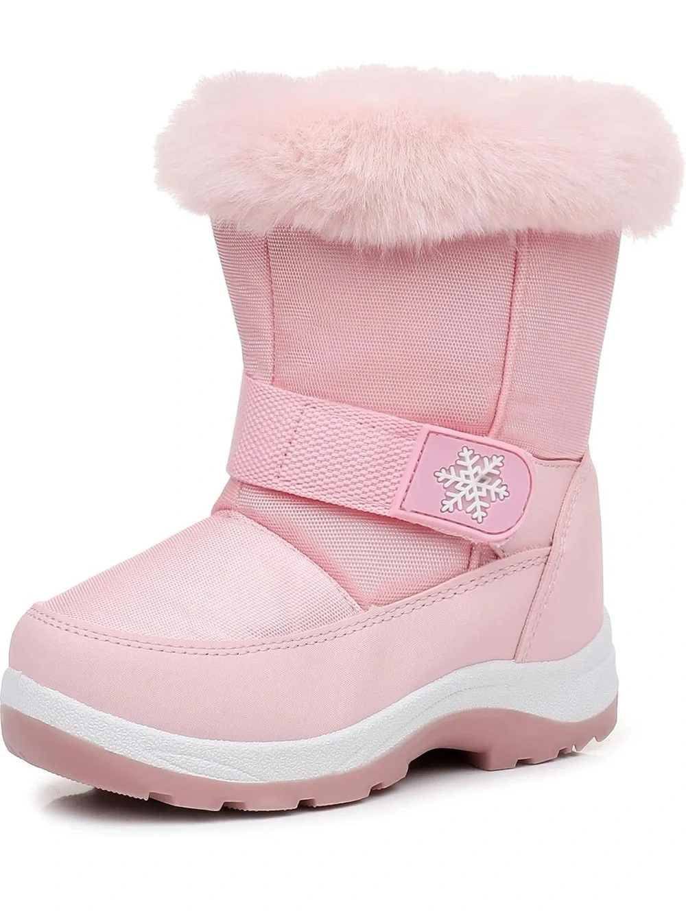 Kids Pink Faux Fur Winter Boots - Cozy Snow Boots for Girls